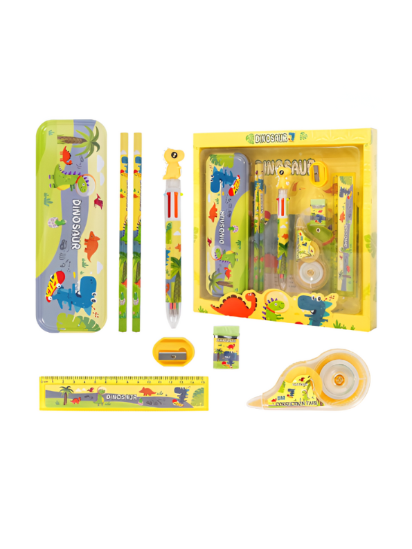 Dinosaur Stationery Set for Kids | Dino Themed Back to School Kit with Pencil Pouch & Supplies | Fun Gift for Students NOVGBT-8462.
