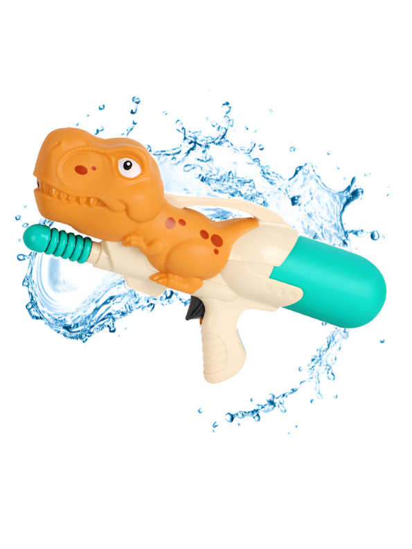 Dinosaur Water Gun Pichkari Toy for Kids | Teal T-Rex Squirt Blaster | Fun Summer Outdoor Play Orange LMI14355.