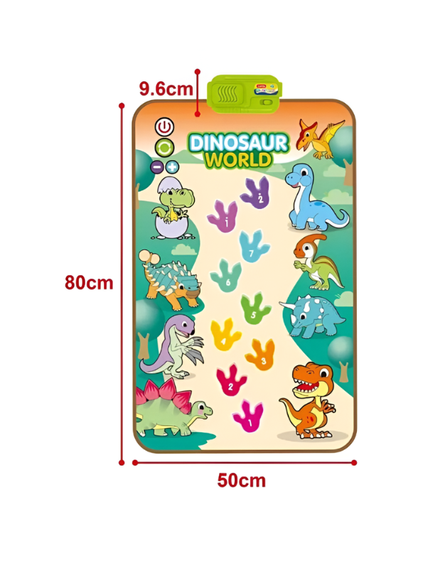 Dinosaur World Musical Play Mat – Piano Dance Mat with 9 Piano Keys, 8 Dinosaur Sound Effects, Touch & Step Educational Music Toy LMI15319.