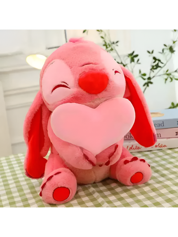 Disney Lilo Angel Plush - 10-Inch Stuffed Animal Holding Heart Pink ST16616.