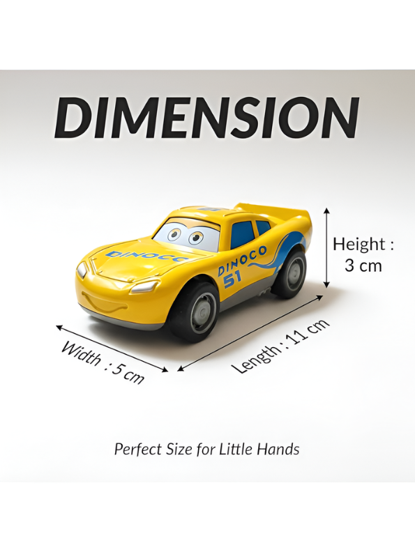 Disney Pixar Cars Dinoco 51 Cruz Ramirez Diecast Metal Toy Car – Yellow Racing Alloy Car for Kids, Age 3+ TV6138