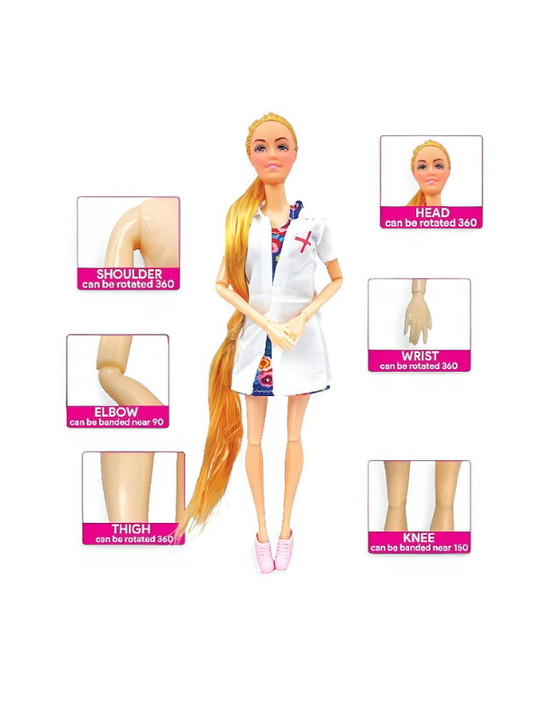 DocKit – Nurse Doll Playset with Stethoscope | Barbie Inspired Caring Hospital Doctor Toy with Puppy & Pet Carrier | Fun Role Play Gift LMI11752.