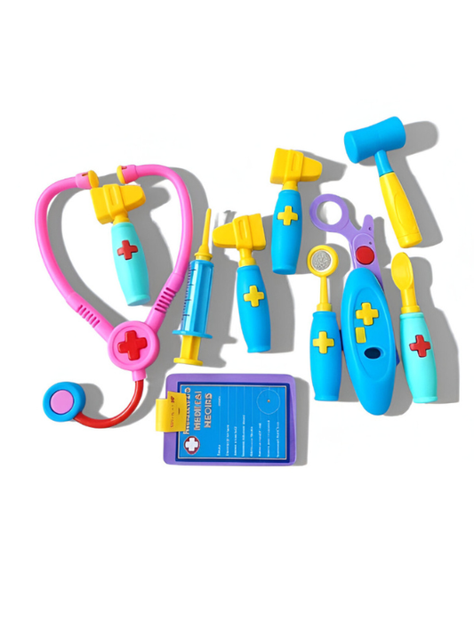 Doctor Medical Kit Play Set for Kids | 10+ Piece Pretend Play Toy with Stethoscope, Syringe & Carry Case Pink LMI8830.