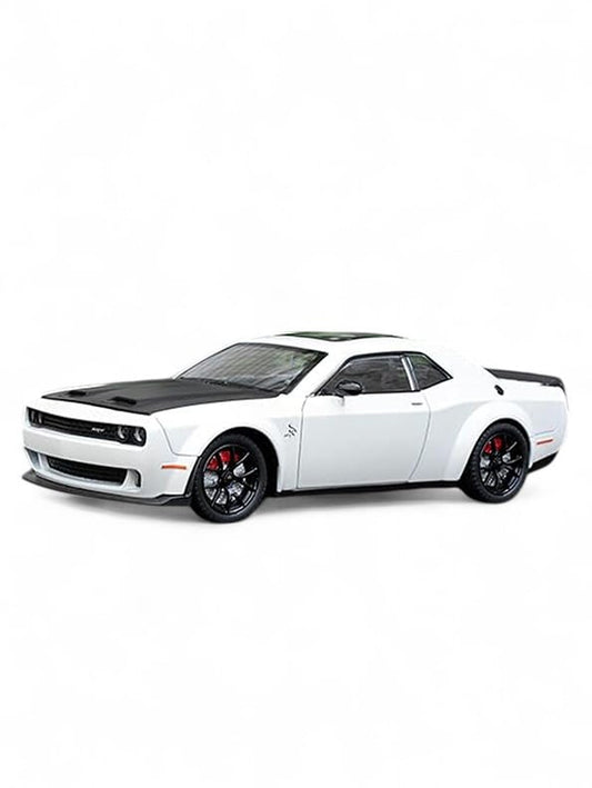 Dodge Challenger Hellcat Diecast Metal Model – White - Scale 1:24