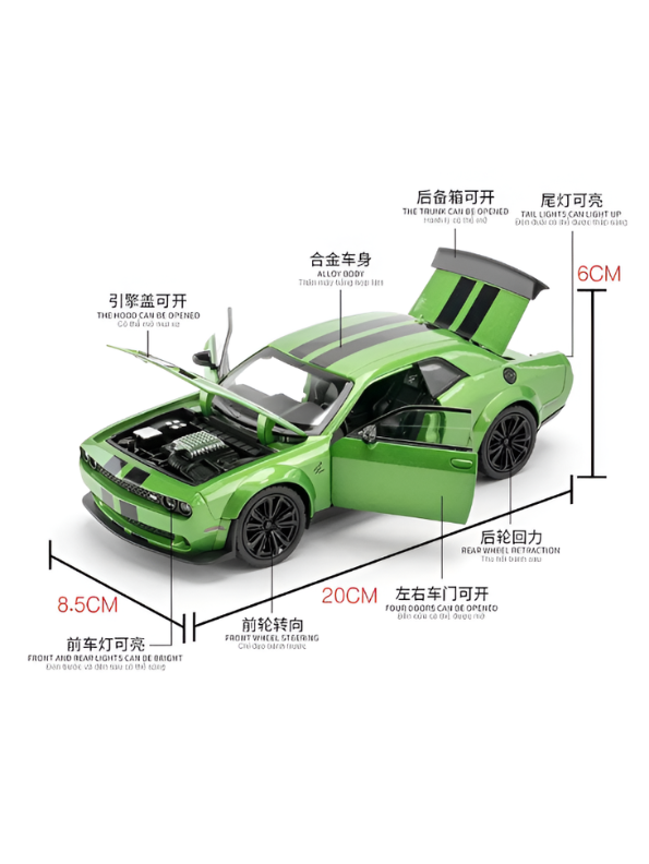 Dodge Challenger SRT Hellcat Diecast Model Car | 1:22 Scale Diecast Car Collectible Model Car for Kids & Adults TV6761