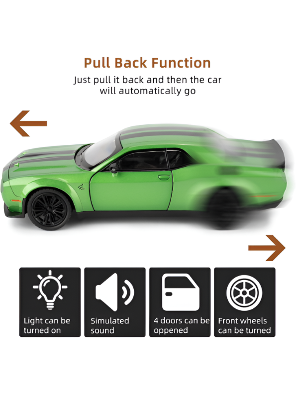 Dodge Challenger SRT Hellcat Diecast Model Car | 1:22 Scale Diecast Car Collectible Model Car for Kids & Adults TV6761