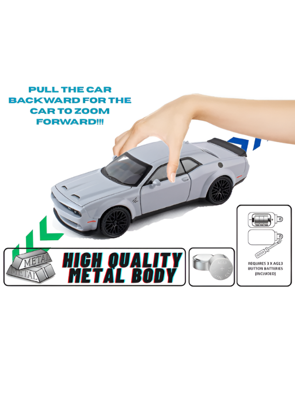 Dodge Challenger SRT Hellcat Redeye 1:32 Scale Diecast Model Car – Detailed Collectible Replica White - Free Car Inside - LMI15646.