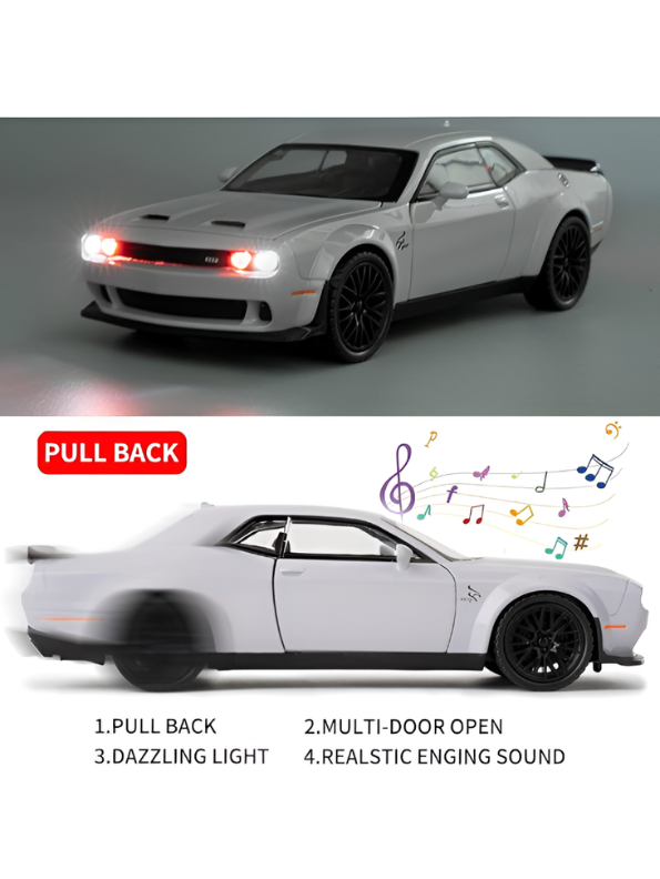 Dodge Challenger SRT Hellcat Redeye 1:32 Scale Diecast Model Car – Detailed Collectible Replica White - Free Car Inside - LMI15646.
