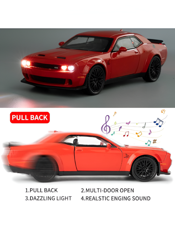 Dodge Challenger SRT Hellcat Redeye 1:32 Scale Diecast Model Car – Detailed Collectible Replica Red LMI15646.