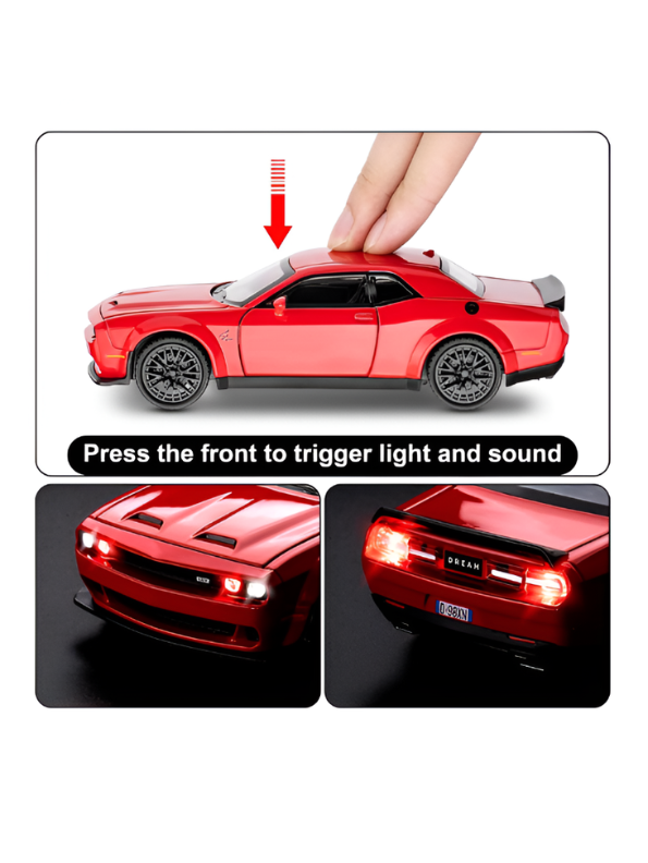 Dodge Challenger SRT Hellcat Redeye 1:32 Scale Diecast Model Car – Detailed Collectible Replica Red LMI15646.