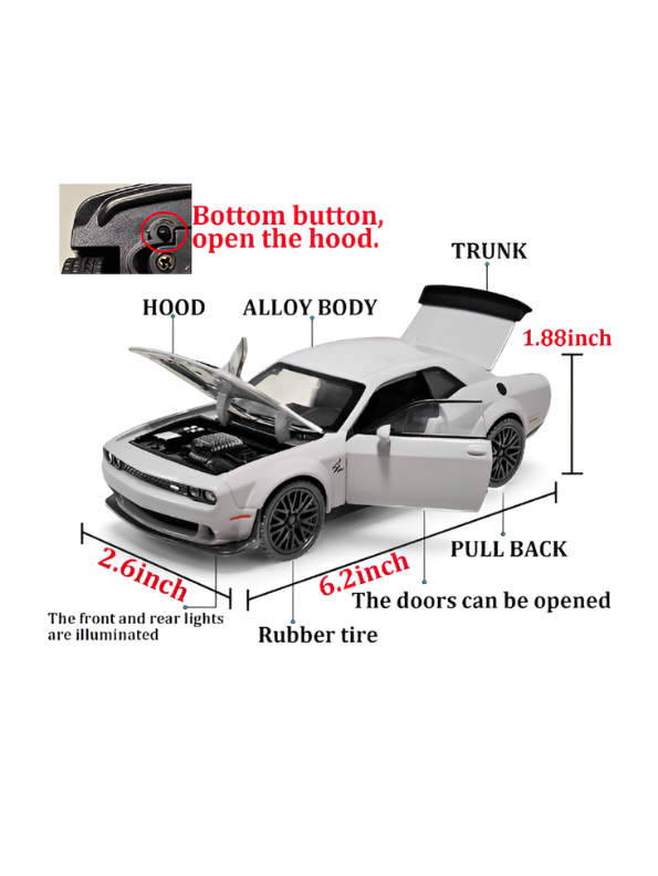 Dodge Challenger SRT Hellcat Redeye 1:32 Scale Diecast Model Car – Detailed Collectible Replica White - Free Car Inside - LMI15646.