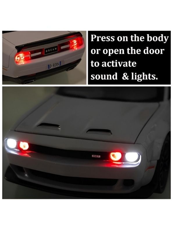 Dodge Challenger SRT Hellcat Widebody 1:32 Scale Grey Alloy Model Car with Acrylic Display Box MD29