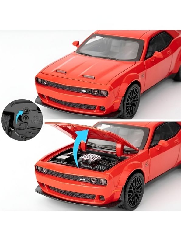 Dodge Challenger SRT Hellcat Widebody 1:32 Scale Red Alloy Model Car with Acrylic Display Box MD29