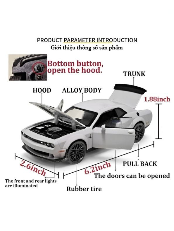 Dodge Challenger SRT Hellcat Widebody 1:32 Scale Alloy Model Car with Acrylic Display Box MD29
