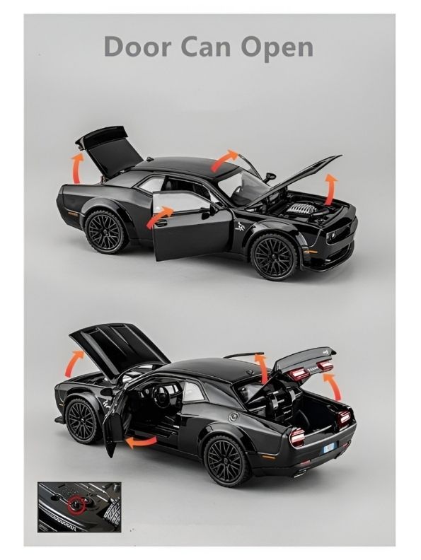 Dodge Challenger SRT Hellcat Widebody 1:32 Scale Black Alloy Model Car with Acrylic Display Box MD29