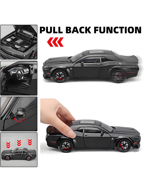 Dodge Challenger Hellcat 1:24 Diecast Metal Model – Black - Scale 1:24 - Toyloft