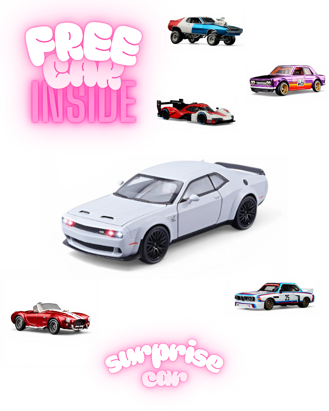 Dodge Challenger SRT Hellcat Redeye 1:32 Scale Diecast Model Car – Detailed Collectible Replica White - Free Car Inside - LMI15646.