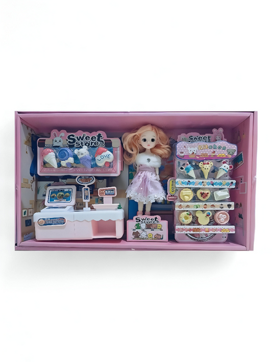 Doll Supermarket Playset – Fashion Barbie Inspired Doll with Supermarket Playset, Fruits, Utensils & Mini Fridge | Gift Toy for Girls | LMI13640.