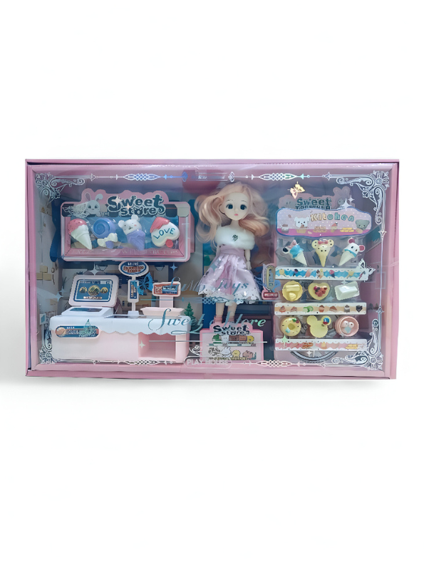 Doll Supermarket Playset – Fashion Barbie Inspired Doll with Supermarket Playset, Fruits, Utensils & Mini Fridge | Gift Toy for Girls | LMI13640.
