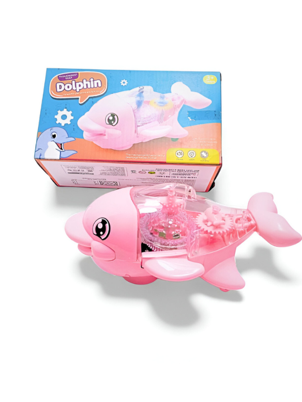 Dolphin Toy – Musical Pink Dolphin Toy with Flashing Lights, Moving Gears & Sound | Battery Operated Fun Toy for Kids Pink LMI14901.