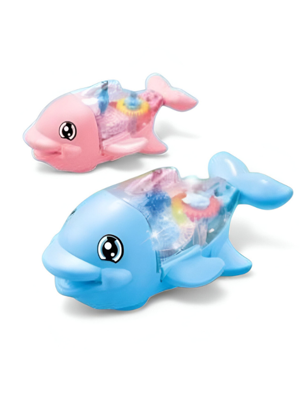 Dolphin Toy – Musical Pink Dolphin Toy with Flashing Lights, Moving Gears & Sound | Battery Operated Fun Toy for Kids Blue LMI14901.