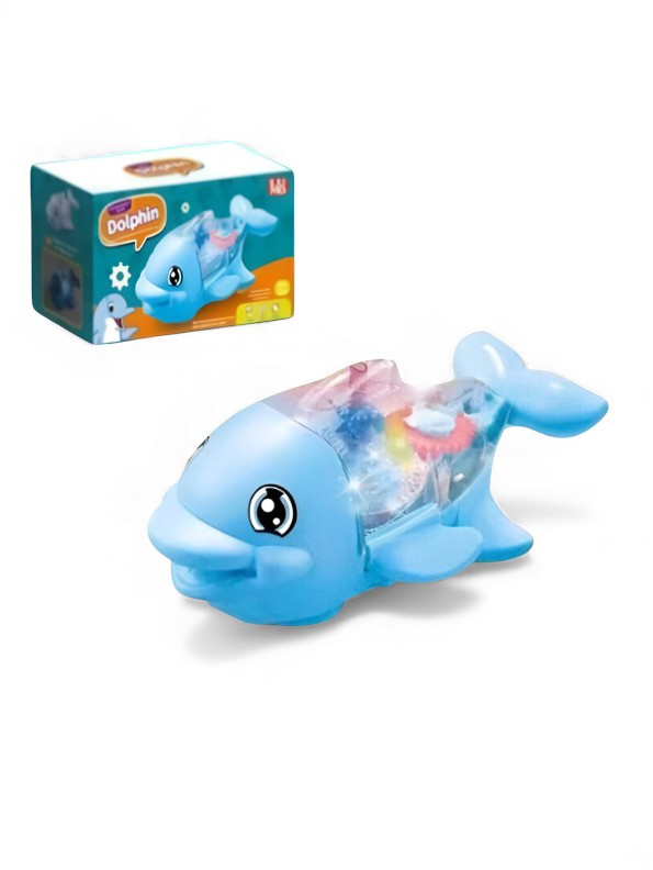 Dolphin Toy – Musical Pink Dolphin Toy with Flashing Lights, Moving Gears & Sound | Battery Operated Fun Toy for Kids Blue LMI14901.