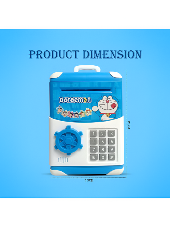 Doraemon Digital Piggy Bank with Password Lock, Auto Cash Scroll & Sound Effects | ATM Money Saving Box | Model LMI10365