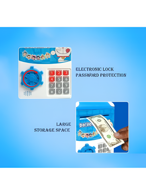 Doraemon Digital Piggy Bank with Password Lock, Auto Cash Scroll & Sound Effects | ATM Money Saving Box | Model LMI10365