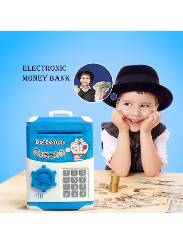 Doraemon Digital Piggy Bank with Password Lock, Auto Cash Scroll & Sound Effects | ATM Money Saving Box | Model LMI10365
