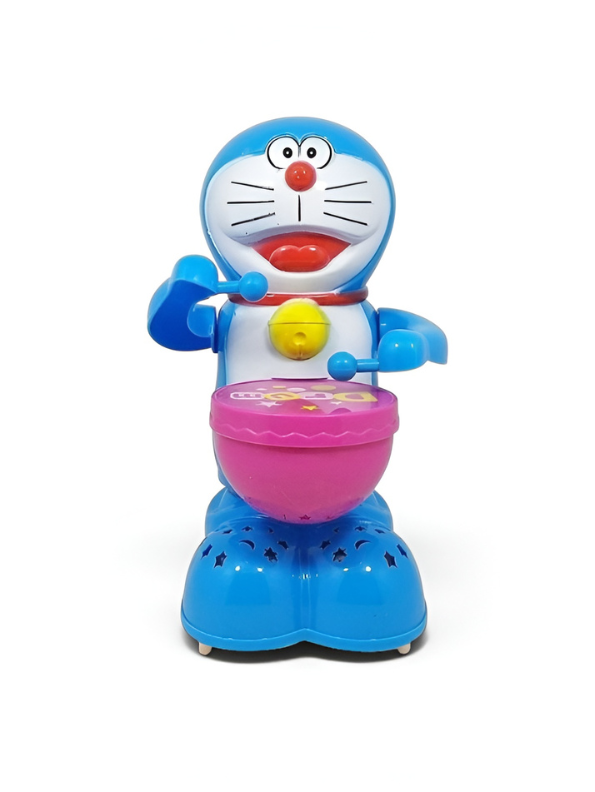 Doraemon Happy Drummer Toy with Automatic Drumming Action, 360-Degree Rotation, Dynamic Music and Light-Up Projection Base for Infants and Toddlers LMI9691