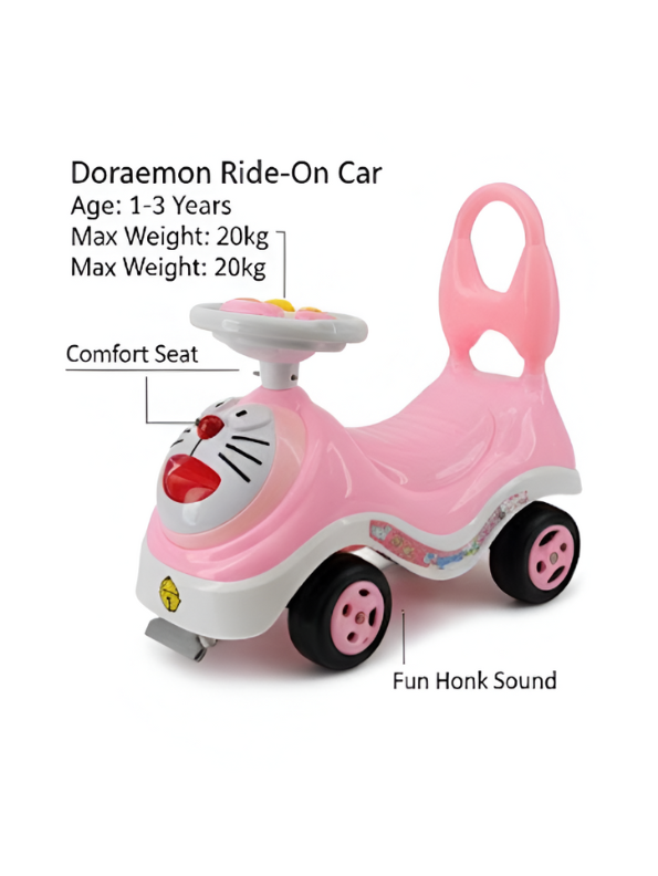 Doraemon Kids Ride-On Push Car – Pink Toddler Walker with Easy-Grip Steering Wheel & High Back Support LMI14101.