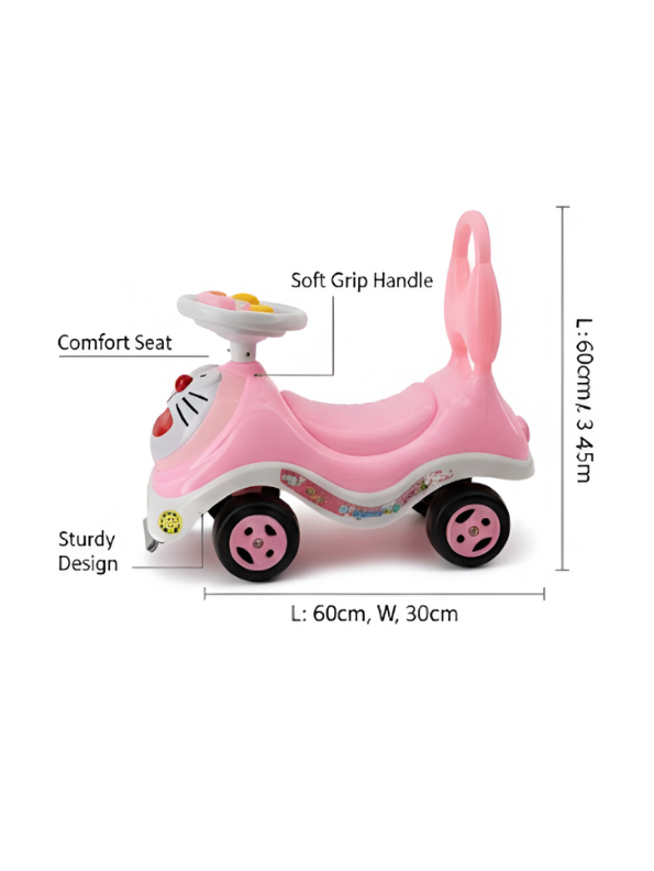 Doraemon Kids Ride-On Push Car – Pink Toddler Walker with Easy-Grip Steering Wheel & High Back Support LMI14101.