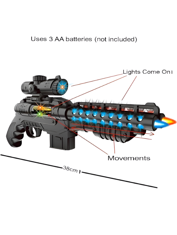 Double-Barrel Electric Toy Gun with LED Lights and Sound Effects – Kids' Pretend Play Blaster MD448