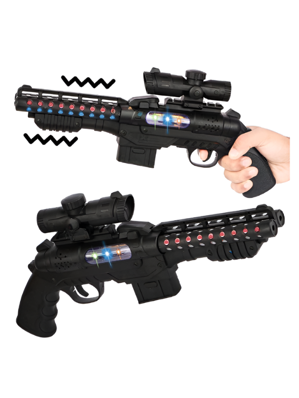 Double-Barrel Electric Toy Gun with LED Lights and Sound Effects – Kids' Pretend Play Blaster LMI10174