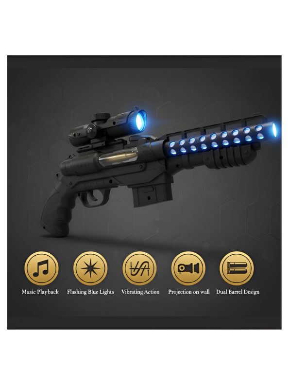 Double-Barrel Electric Toy Gun with LED Lights and Sound Effects – Kids' Pretend Play Blaster LMI10174