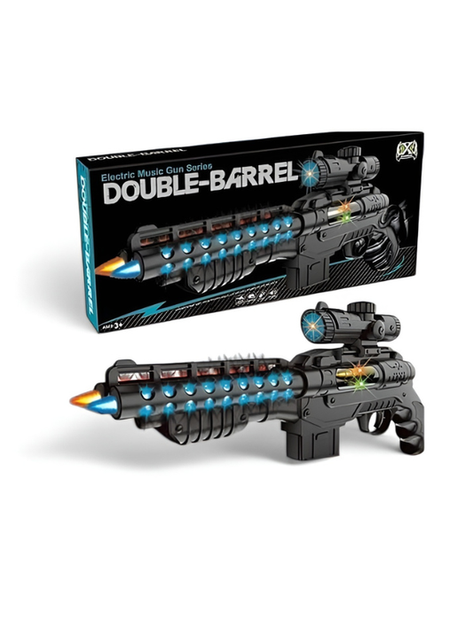 Double-Barrel Electric Toy Gun with LED Lights and Sound Effects – Kids' Pretend Play Blaster LMI10174