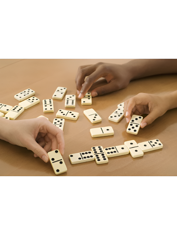 Double 6 Color Dot Dominoes Set with Tin Case - 28 Pieces Classic Tabletop Board Game for Family, Adults, and Kids - Premium White Tiles Educational Toy TV5418