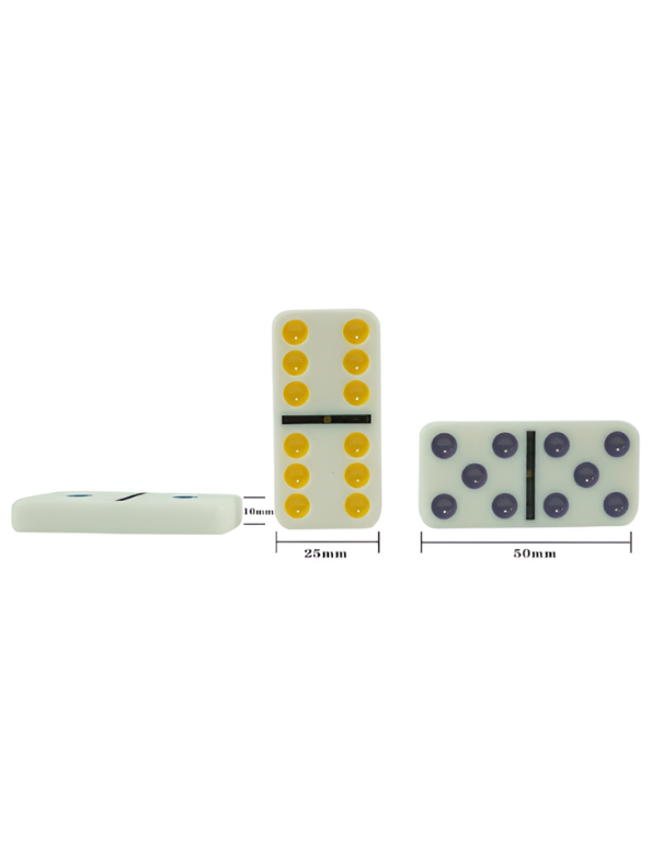Double 6 Color Dot Dominoes Set with Tin Case - 28 Pieces Classic Tabletop Board Game for Family, Adults, and Kids - Premium White Tiles Educational Toy TV5418