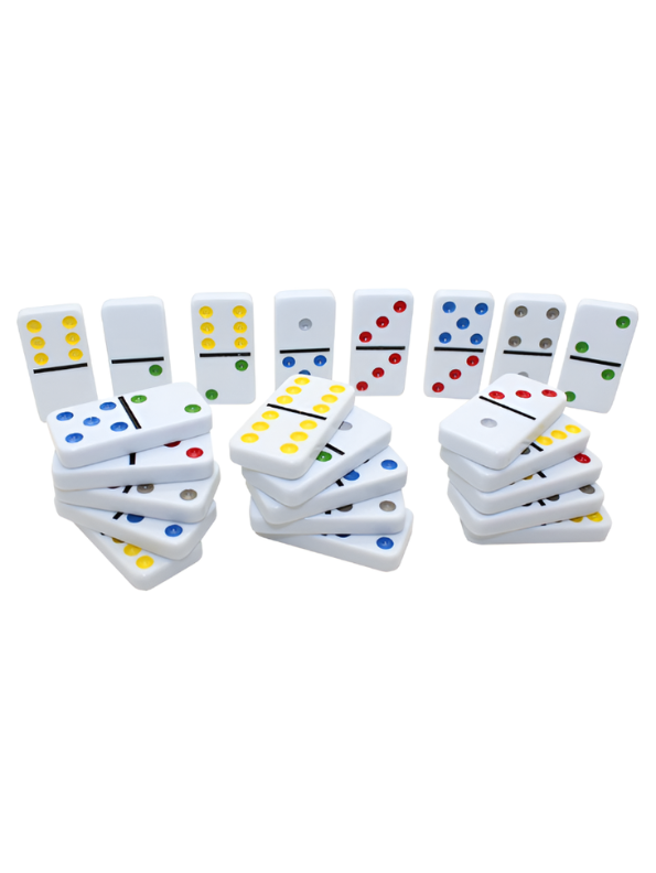 Double 6 Color Dot Dominoes Set with Tin Case - 28 Pieces Classic Tabletop Board Game for Family, Adults, and Kids - Premium White Tiles Educational Toy TV5418