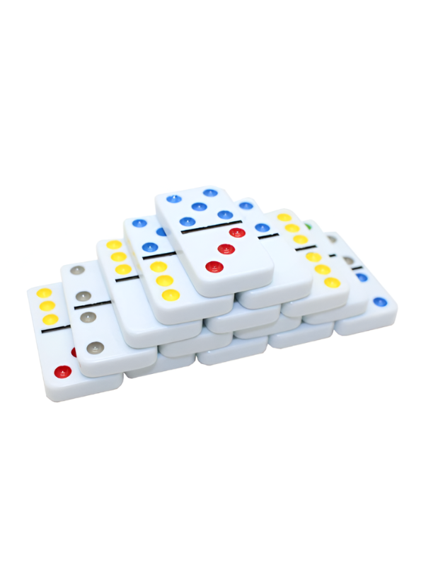 Double 6 Color Dot Dominoes Set with Tin Case - 28 Pieces Classic Tabletop Board Game for Family, Adults, and Kids - Premium White Tiles Educational Toy TV5418