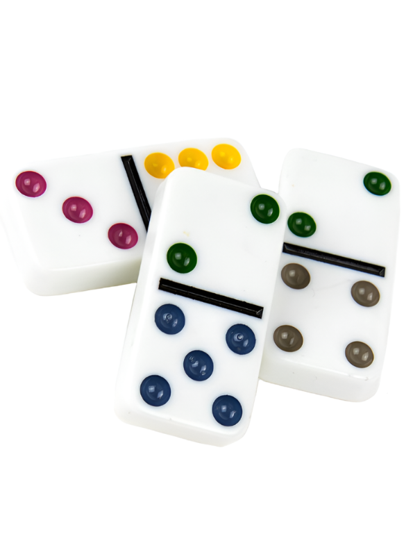 Double 6 Color Dot Dominoes Set with Tin Case - 28 Pieces Classic Tabletop Board Game for Family, Adults, and Kids - Premium White Tiles Educational Toy TV5418