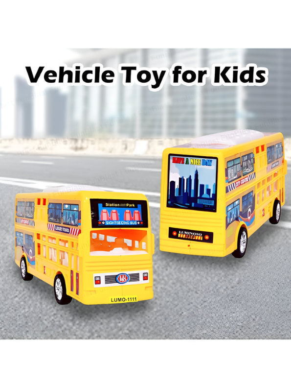 Double Decker Sightseeing Bus Toy for Kids – Friction Powered City Tour Vehicle, Realistic Interior & Smooth Edges for Toddlers LMI7620