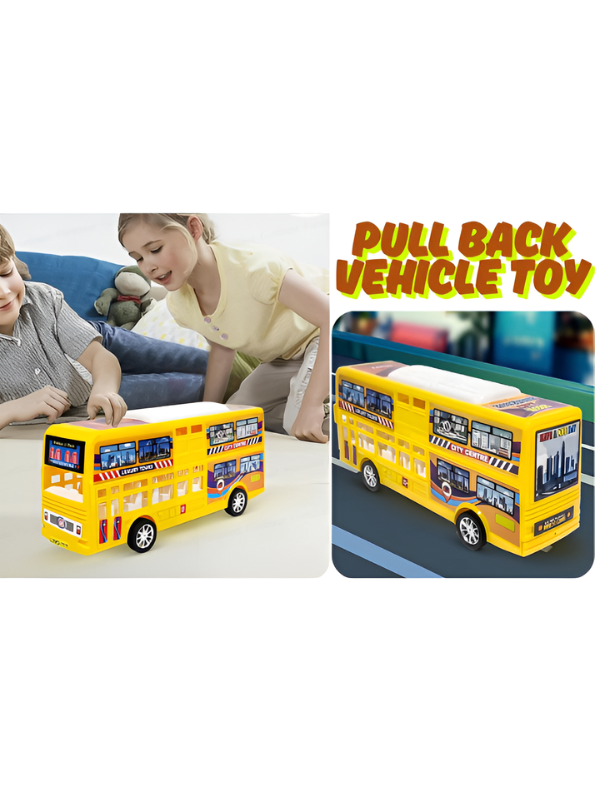 Double Decker Sightseeing Bus Toy for Kids – Friction Powered City Tour Vehicle, Realistic Interior & Smooth Edges for Toddlers LMI7620