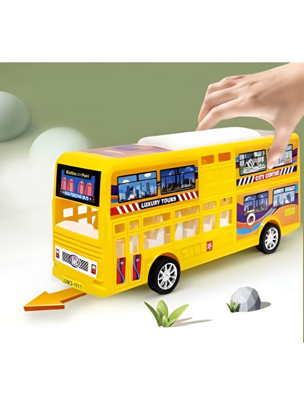 Double Decker Sightseeing Bus Toy for Kids – Friction Powered City Tour Vehicle, Realistic Interior & Smooth Edges for Toddlers LMI7620