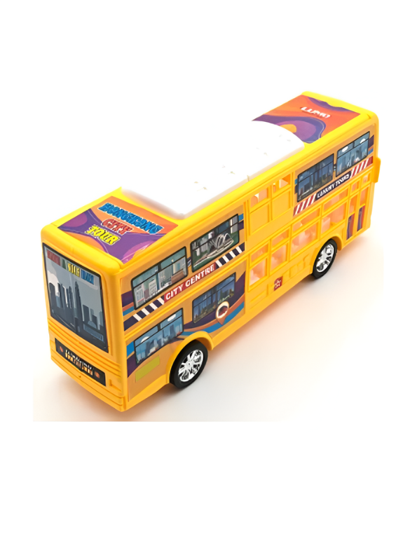 Double Decker Sightseeing Bus Toy for Kids – Friction Powered City Tour Vehicle, Realistic Interior & Smooth Edges for Toddlers LMI7620