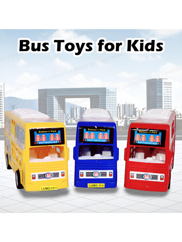 Double Decker Sightseeing Bus Toy for Kids – Friction Powered City Tour Vehicle, Realistic Interior & Smooth Edges for Toddlers LMI7620