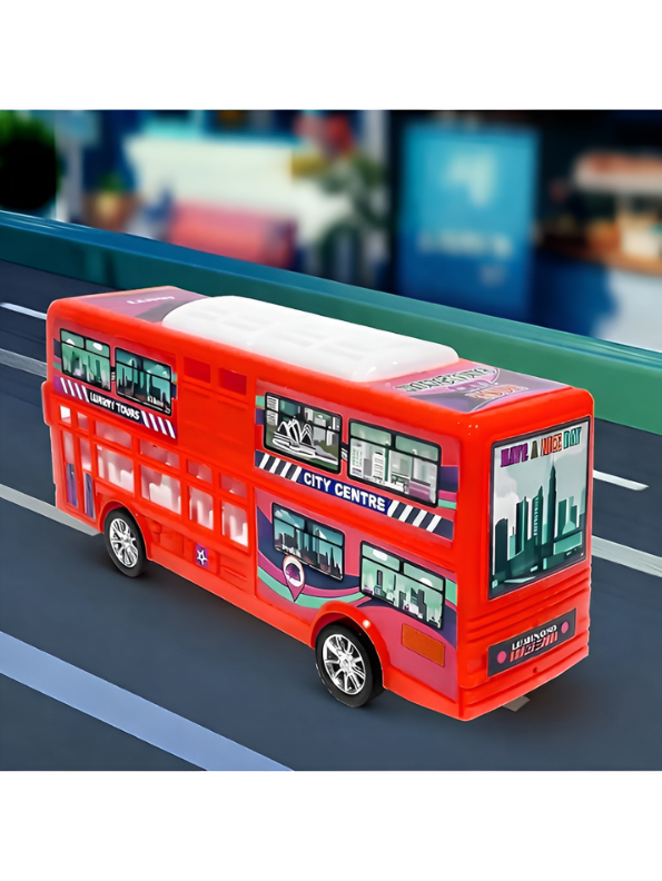 Double Decker Sightseeing Bus Toy for Kids – Friction Powered City Tour Vehicle, Realistic Interior & Smooth Edges for Toddlers LMI7620
