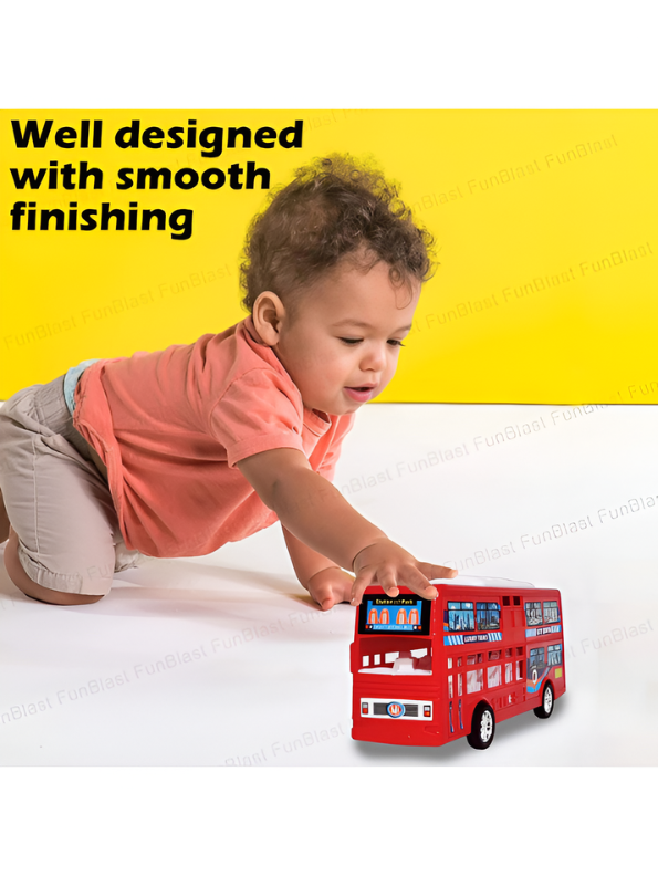 Double Decker Sightseeing Bus Toy for Kids – Friction Powered City Tour Vehicle, Realistic Interior & Smooth Edges for Toddlers LMI7620