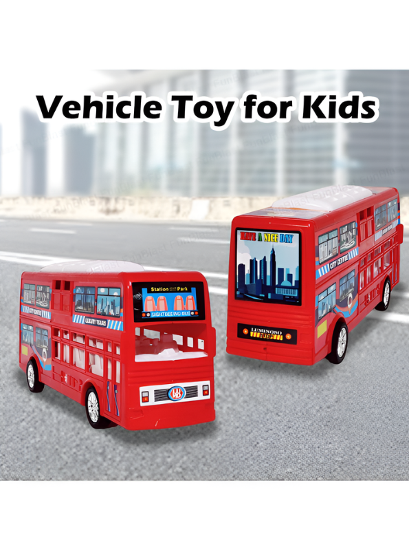 Double Decker Sightseeing Bus Toy for Kids – Friction Powered City Tour Vehicle, Realistic Interior & Smooth Edges for Toddlers LMI7620