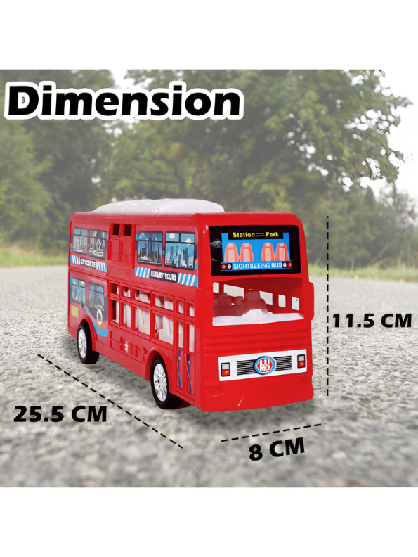 Double Decker Sightseeing Bus Toy for Kids – Friction Powered City Tour Vehicle, Realistic Interior & Smooth Edges for Toddlers LMI7620